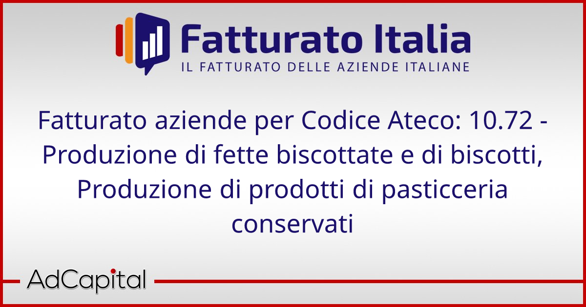 Fatturato aziende per Codice Ateco 10.72 Produzione di fette